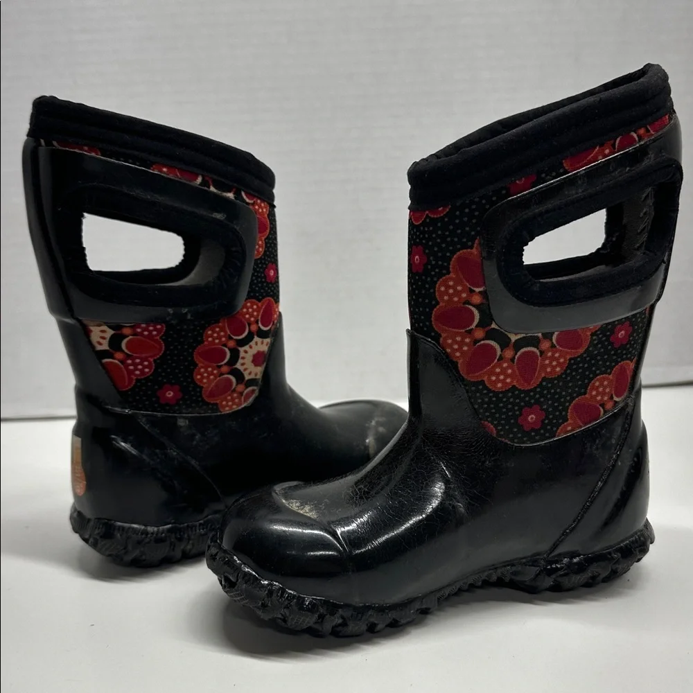 Bogs Boots Snow Rain Waterproof Insulated Pull On Black Kids Infants Size 7